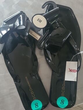 BCBGeneration Black Bow Jelly Sandals